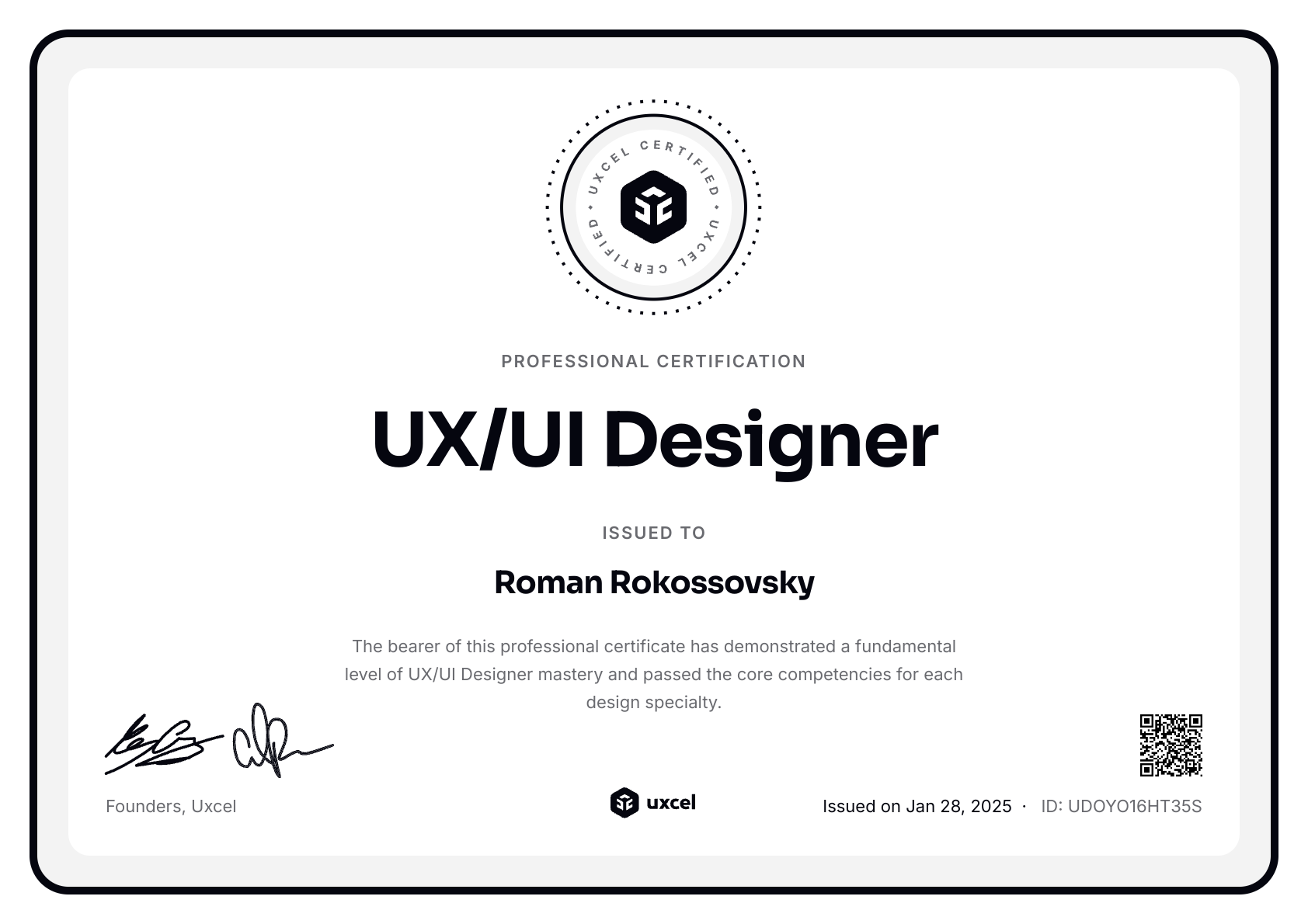 Roman Rokossovsky's certificate